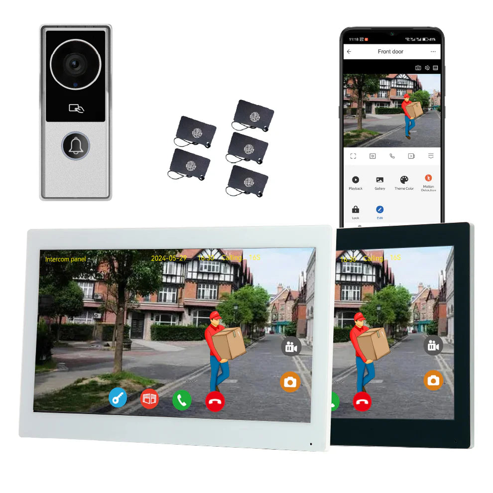 XiVision Doorbell Intercom System - 1080P Camera 10 inch Touch Screen WiFi Enabled for Home Apartment Security