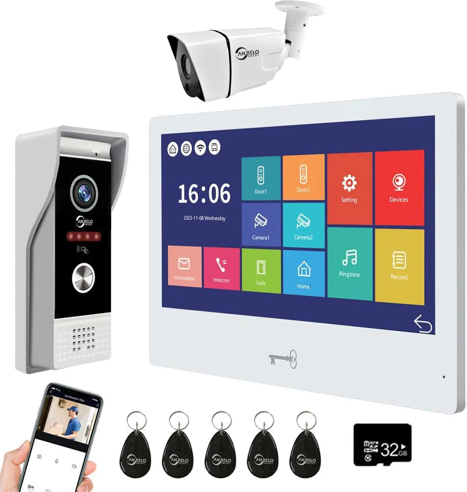 XiVision 10.1 inch Touch Monitor Wired Video Doorbell - WiFi HD Camera with Motion Detection Area Adjustment Apartment Intercom System