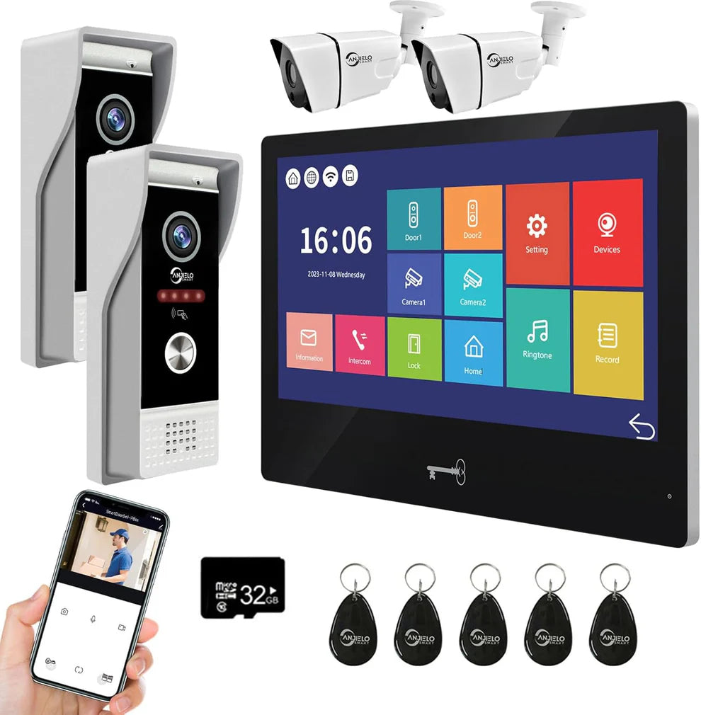 XiVision 10.1 inch Touch Monitor Wired Video Doorbell - WiFi HD Camera with Motion Detection Area Adjustment Apartment Intercom System