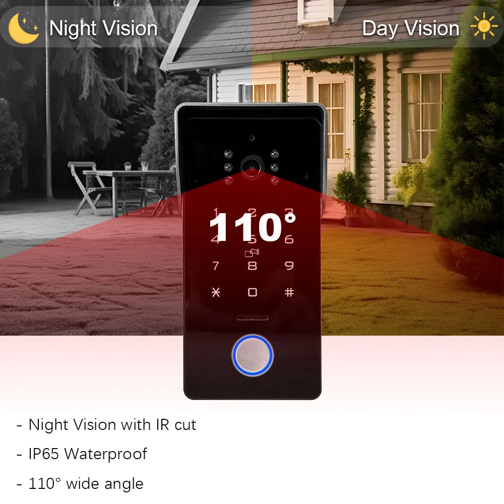 XiVision 2-Line Video Doorbell Intercom - 7 inch Touch Screen, 1080P Camera | Password & IC Card Unlock for Easy Wired Home Security