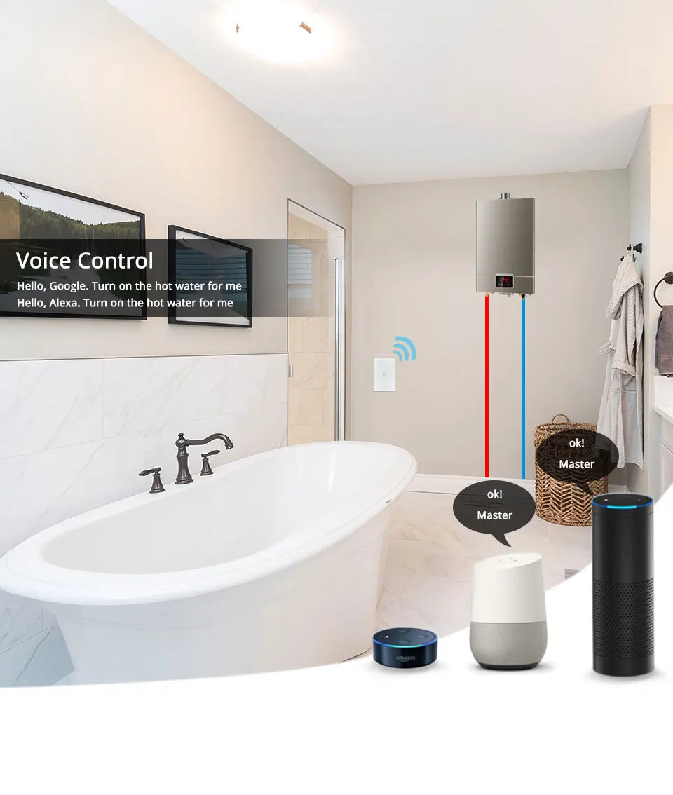 Tuya 20A WiFi Voice-Enabled Smart Water Heater Switches - Touch Wall Panel with Timer Control