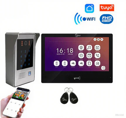 10 Inch 1080P WiFi Video Intercom Keypad RFID Card APP Unlock, Night Vision for Ultimate Home Access Control