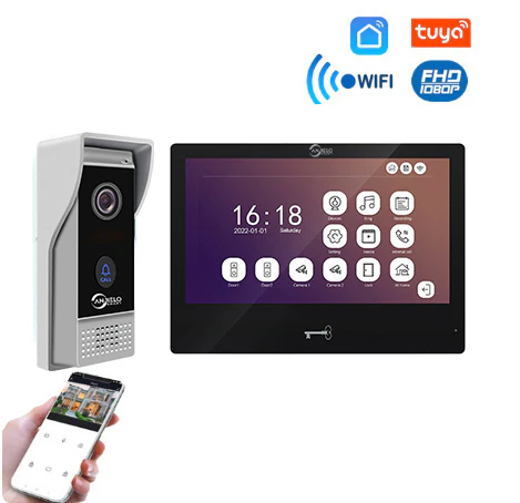 10.1-Inch Touch Monitor Video Doorphone System with Anti-Theft IR Vision Doorbell Camera for Home and Apartment Security