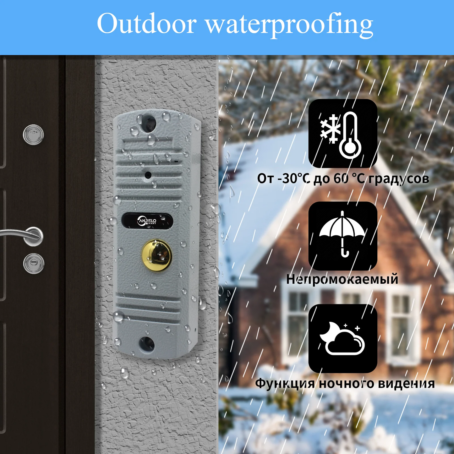 7-Inch Video Intercom System with Outdoor Metal Waterproof Doorbell – Night Vision, Remote Lock/Unlock, Cold-Resistant for Home Security