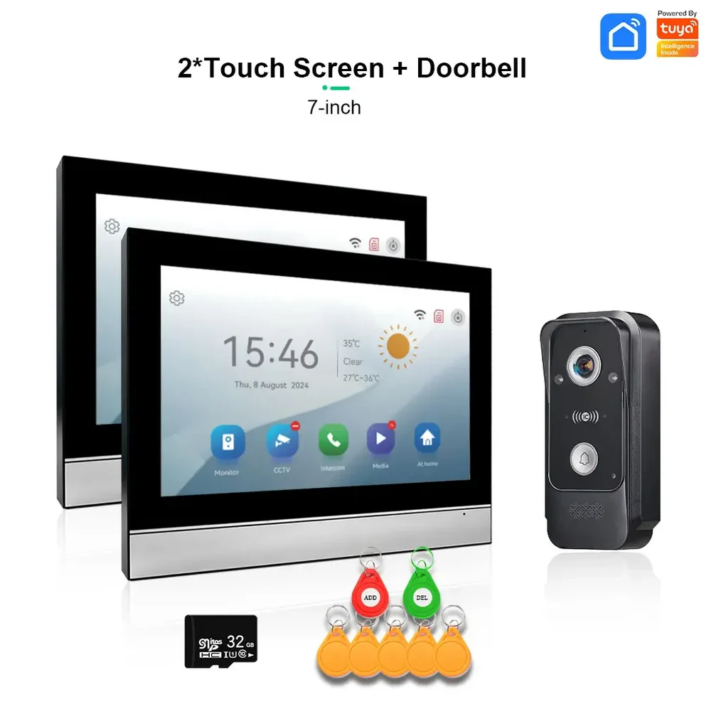 XiVision Tuya Smart Video Intercom System with 1080P HD Camera Touch Screen Motion Detection with RFID Unlock