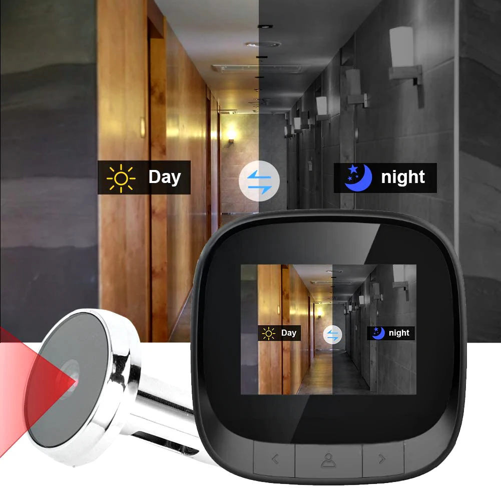 2.4 inch HD Display Video Peephole | 90° Wide Angle, Night Vision Cyclic Storage