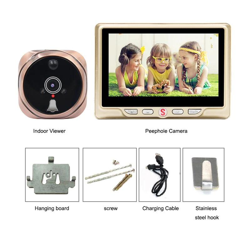 4.3 inchLCD Peephole Doorbell Camera 120°PIR Motion Detection Video Recording & IR Night Vision