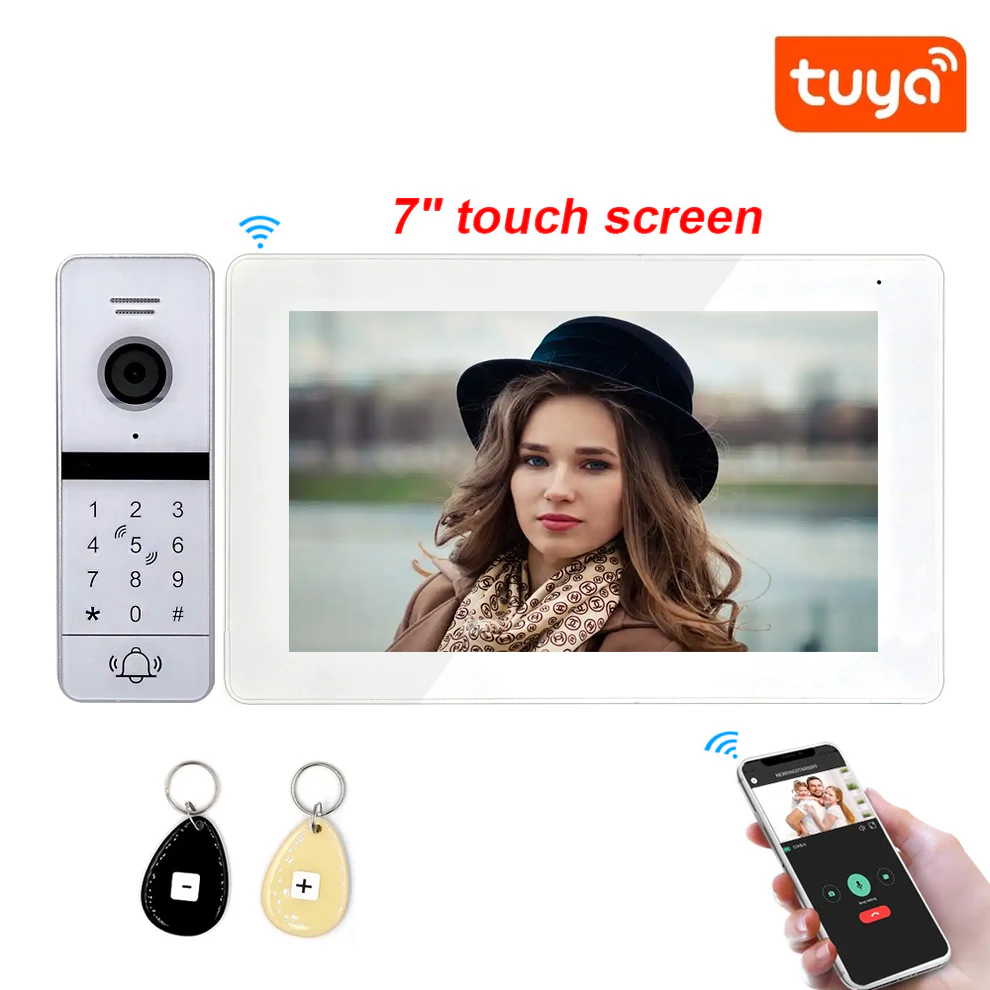 XiVision Tuya 7 inch Touch Screen Video Intercom Wireless Doorbell Mobile Linkage Smart Access Control