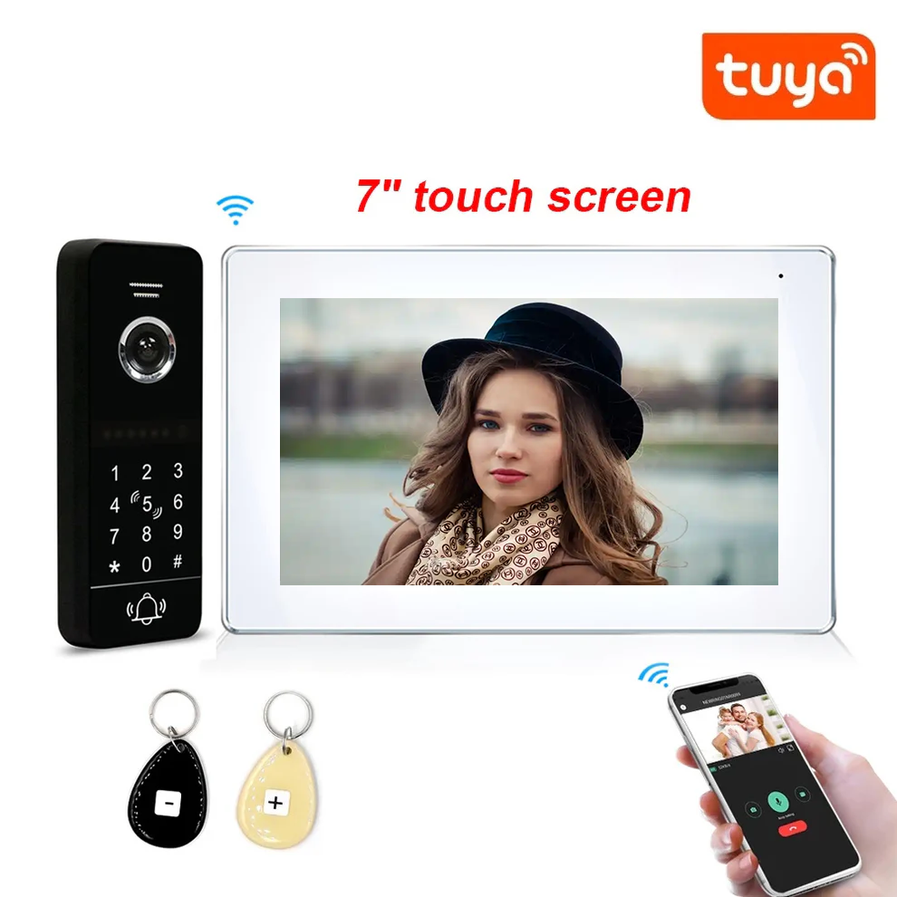 XiVision Tuya 7 inch Touch Screen Video Intercom Wireless Doorbell Mobile Linkage Smart Access Control