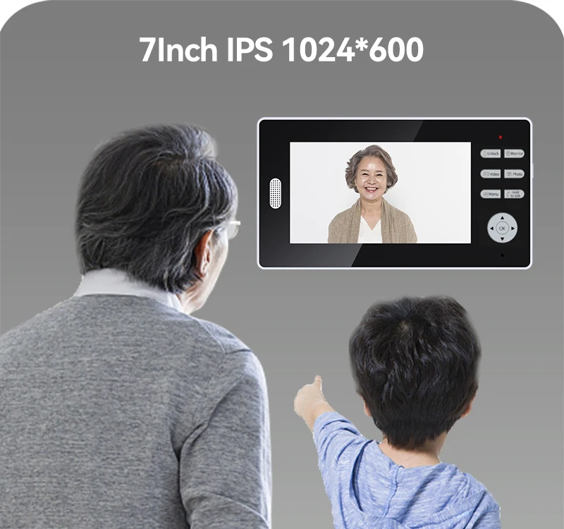 2.4Ghz Long Range Coverage 7 Inch HD 1080P Doorbell Wireless Video Intercom 2MP Door Phone Unlock Monitor 140° Home Security