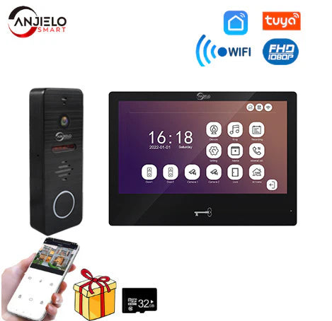 Anjielosmart Tuya 10-Inch Touch Screen Smart Home Monitor - 1080P 160° Wide View Video Doorbell Intercom System for Home