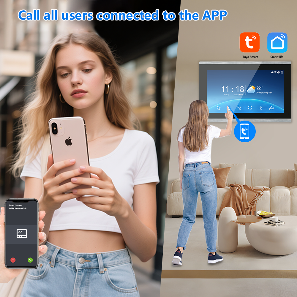 XiVision 1080P Tuya Smart WiF Video Door phone Doorbell Camera with RFID Card unlcok Fingerprint and Passcode unlock for the Apartment Intercom System for Home Villa