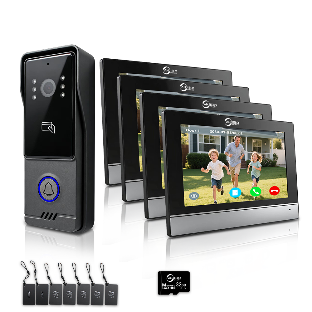 XiVision 4-Wire WiFi Video Intercom System Tuya Smart 1080P Video Doorbell, RFID Unlock, IP65 Waterproof, 120° Wide Angle Home Door Phone