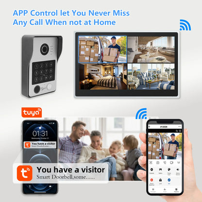 XiVision 4-Wire WiFi Smart Video Intercom Doorbell 15.6 Inch Monitor 5 Ways Unlock Tuya App Remote Access IP65 Waterproof Home Door Phone