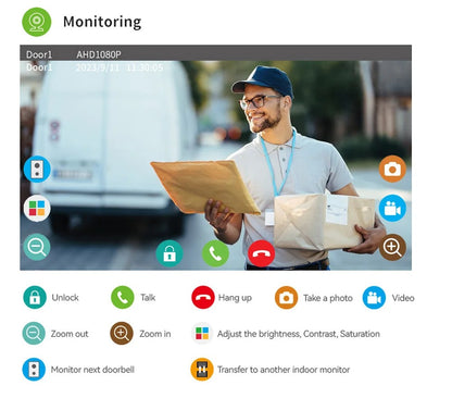 XiVision 7/10 Inch Password phone Fingerprint Card Video Intercom Doorphone Touch Screen with Wired Doorbell 1080P 148° interfone