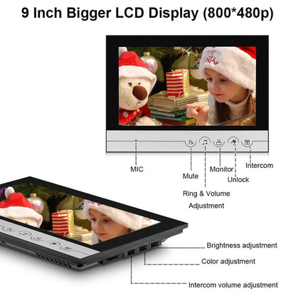 Anjielo 9-Inch Wired Video Doorbell with Visual Intercom  Waterproof IR Outdoor Camera – Professional Home Security Surveillance System