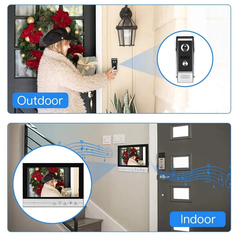 Anjielo 9-Inch Wired Video Doorbell with Visual Intercom  Waterproof IR Outdoor Camera – Professional Home Security Surveillance System