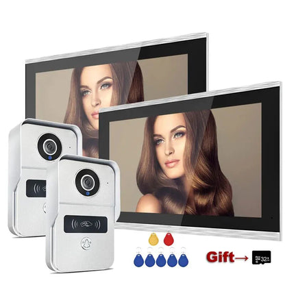 Anjielo1080P 10-Inch IP Video Intercom Touch Screen Big Tuya Wireless Wifi POE Wired Doorbell for Villa Flat RFID Access Control