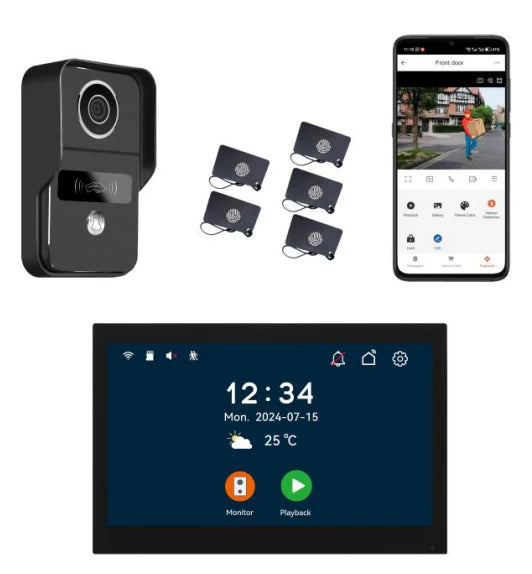 XiVision 2-Wire Video Doorbell Intercom System  10 inch Touch Screen Night Vision Camera Two-Way Talk Easy Wired Home Security