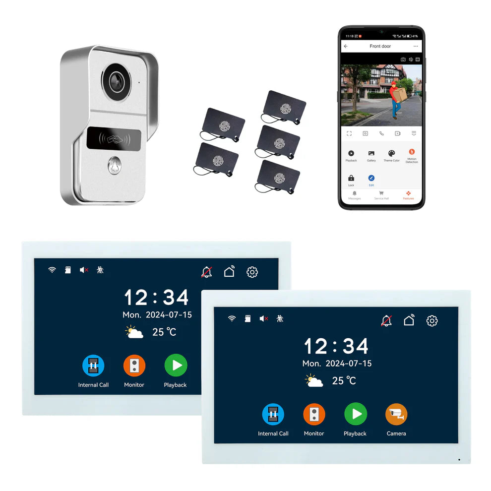 XiVision 2-Wire Video Doorbell Intercom System  10 inch Touch Screen Night Vision Camera Two-Way Talk Easy Wired Home Security