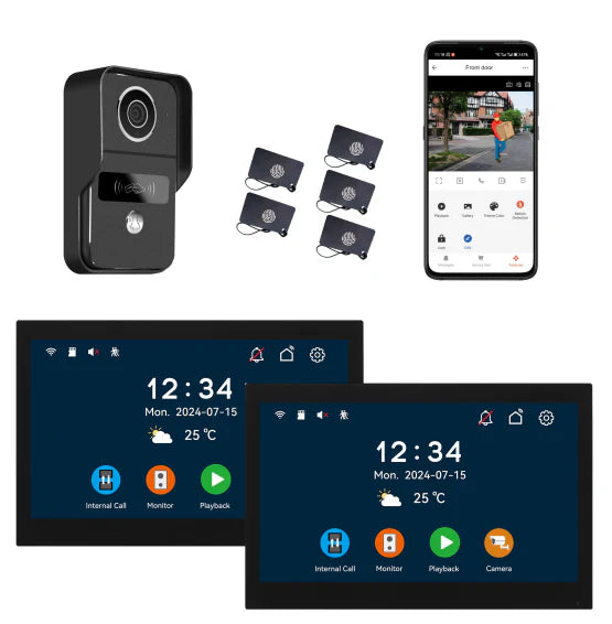 XiVision 2-Wire Video Doorbell Intercom System  10 inch Touch Screen Night Vision Camera Two-Way Talk Easy Wired Home Security