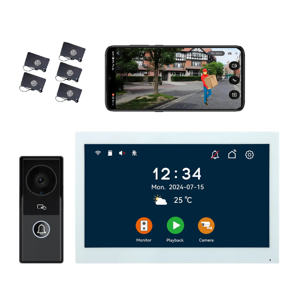 XiVision Doorbell Intercom System - 1080P Camera 10 inch Touch Screen WiFi Enabled for Home Apartment Security