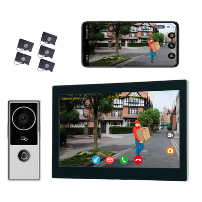 XiVision Doorbell Intercom System - 1080P Camera 10 inch Touch Screen WiFi Enabled for Home Apartment Security