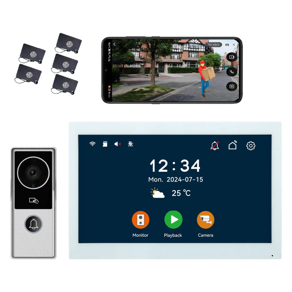 XiVision Doorbell Intercom System - 1080P Camera 10 inch Touch Screen WiFi Enabled for Home Apartment Security