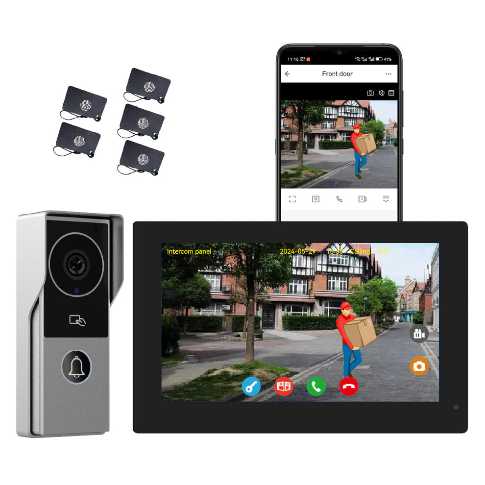 XiVision Doorbell Intercom System - 1080P Camera 10 inch Touch Screen WiFi Enabled for Home Apartment Security