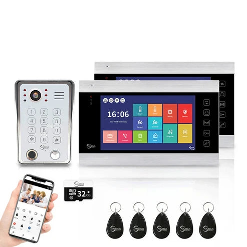XiVision Tuya WiFi Video Intercom System,7 Inch 1080P Touch Screen Doorbell Keypad RFID Access,Max 32GB SD Card Night Vision Home Door Phone