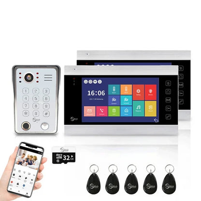 XiVision Tuya WiFi Video Intercom System,7 Inch 1080P Touch Screen Doorbell Keypad RFID Access,Max 32GB SD Card Night Vision Home Door Phone