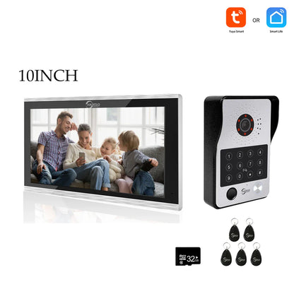 XiVision 7/10 Inch Password phone Fingerprint Card Video Intercom Doorphone Touch Screen with Wired Doorbell 1080P 148° interfone