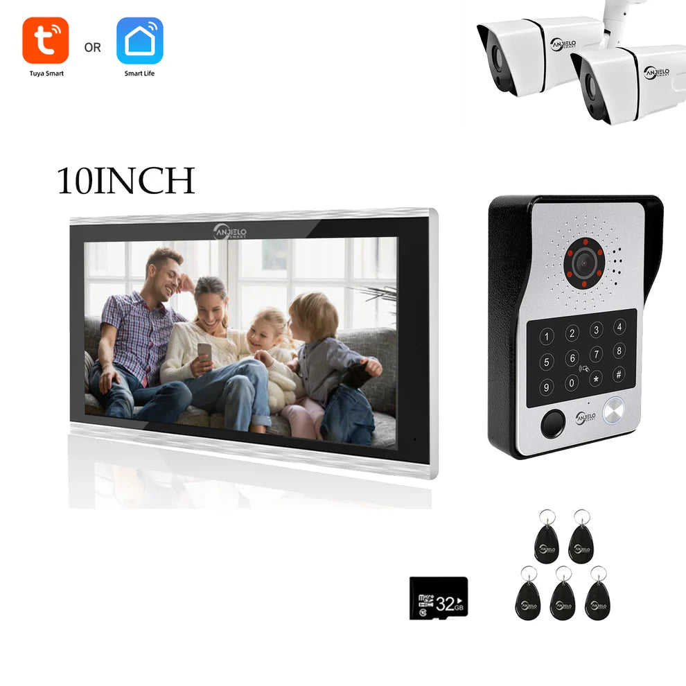XiVision 7/10 Inch Password phone Fingerprint Card Video Intercom Doorphone Touch Screen with Wired Doorbell 1080P 148° interfone