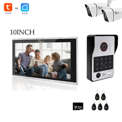XiVision 7/10 Inch Password phone Fingerprint Card Video Intercom Doorphone Touch Screen with Wired Doorbell 1080P 148° interfone