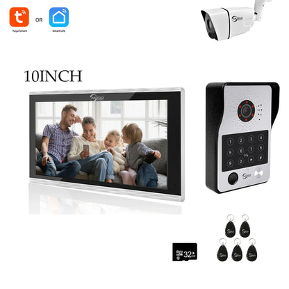 XiVision 7/10 Inch Password phone Fingerprint Card Video Intercom Doorphone Touch Screen with Wired Doorbell 1080P 148° interfone