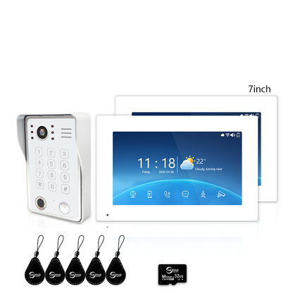 4-Wire Tuya Smart Video Intercom Doorbell, 5-in-1 Unlock, IP65 Waterproof 1080P 148° Night Vision Door Phone, Motion Detection, Digital Photo Frame & Background Music for Villa Home Apartment