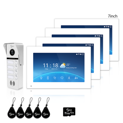 XiVision 2/3/4 Family WiFi Video Intercom Doorbell System, 1080P 148° Wide Angle IR Night Vision, Tuya Smart App Remote Unlock, 7/10 Inch Touch Monitor, Motion Detection, RFID Card Access