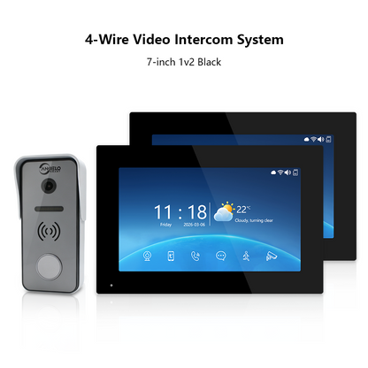 XiVision 4-Wire Tuya Hardwired Video Intercom, 120° Wide Angle, Night Vision, Motion Alert, Two-Way Audio, Photo Frame & Music for Villa Home