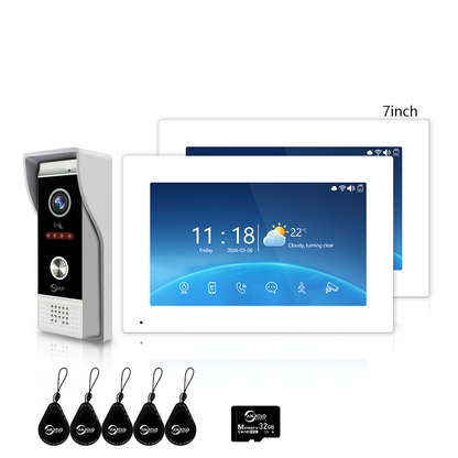 4-Wire Tuya Smart Video Intercom Doorbell, 3-in-1 Unlock Video Door Phone, IP65 Waterproof, 1080P Wide Angle Night Vision, Motion Detection, Digital Photo Frame & Background Music for Home Villa