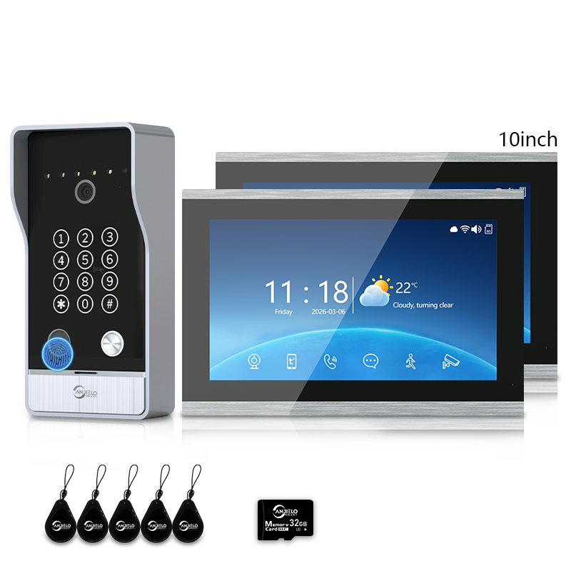 XiVision 4-Wire Hardwired Tuya Video Intercom Doorbell, 5-in-1 Unlock, IP65 Waterproof, Night Vision, PIR Detection, Photo Frame & Background Music for Villa & Home