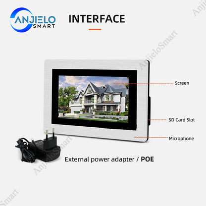 XiVision 1080P WiFi IP Video Doorbell - IP65 Weatherproof, 7 inch Touch Screen  Remote Unlock Code & RFIC Card Access Control