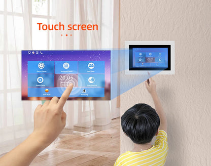 XiVision 1080P WiFi IP Video Doorbell - IP65 Weatherproof, 7 inch Touch Screen  Remote Unlock Code & RFIC Card Access Control