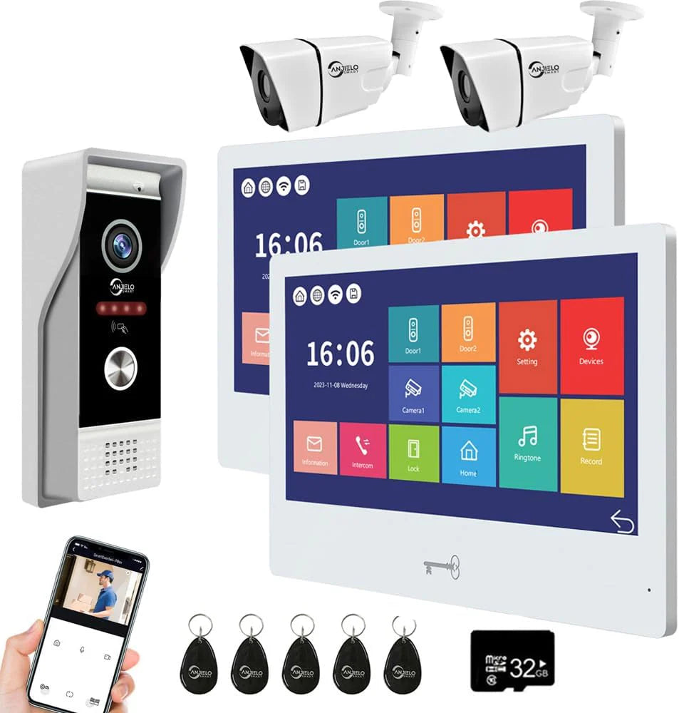 XiVision 10.1 inch Touch Monitor Wired Video Doorbell - WiFi HD Camera with Motion Detection Area Adjustment  Apartment Intercom System