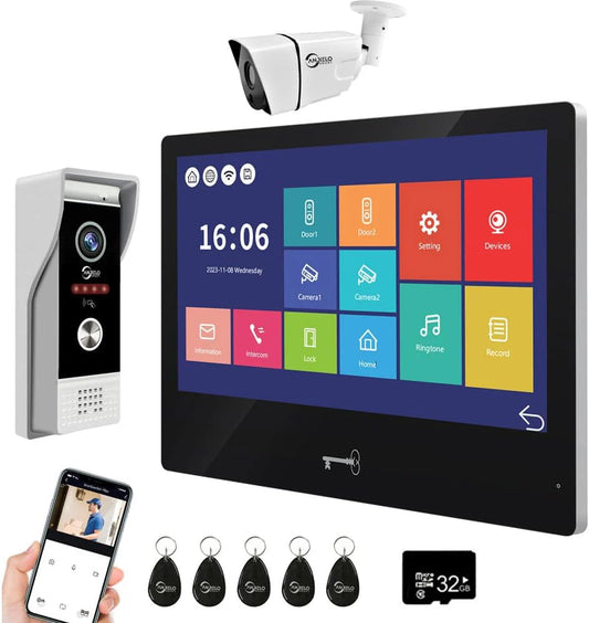 XiVision 10.1 inch Touch Monitor Wired Video Doorbell - WiFi HD Camera with Motion Detection Area Adjustment  Apartment Intercom System