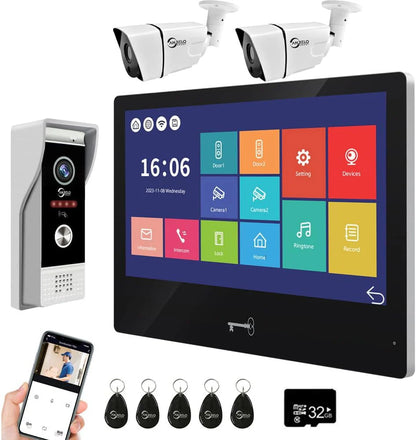 XiVision 10.1 inch Touch Monitor Wired Video Doorbell - WiFi HD Camera with Motion Detection Area Adjustment  Apartment Intercom System