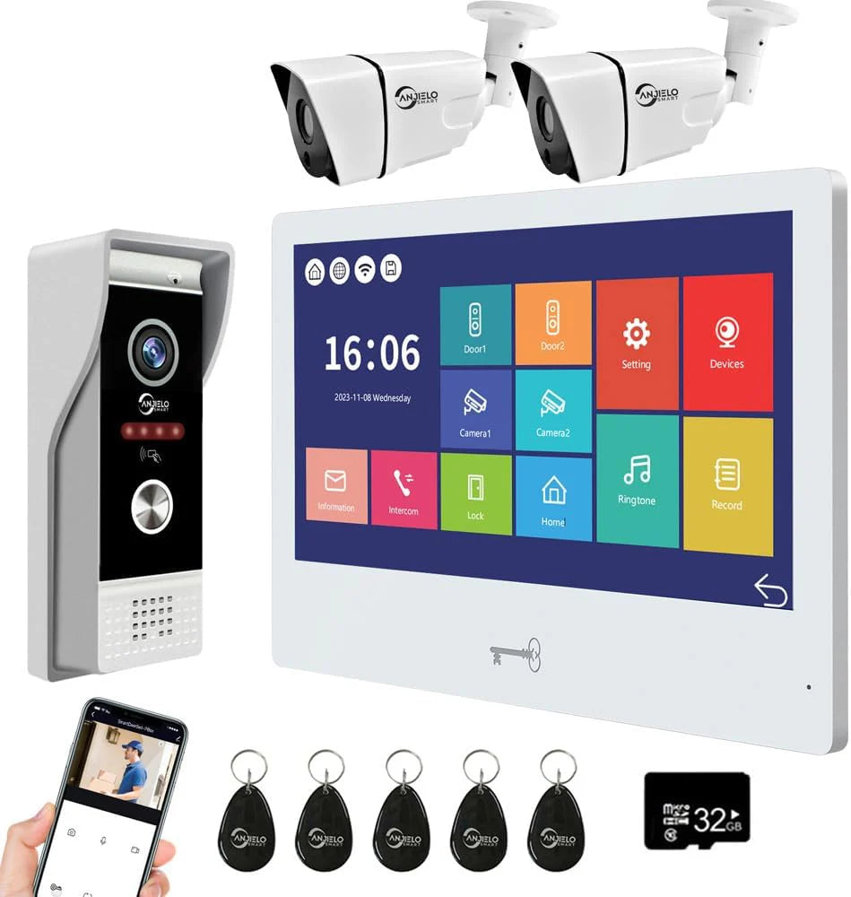 XiVision 10.1 inch Touch Monitor Wired Video Doorbell - WiFi HD Camera with Motion Detection Area Adjustment  Apartment Intercom System