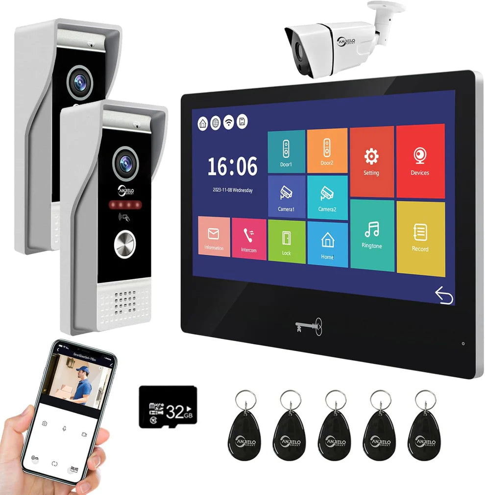 XiVision 10.1 inch Touch Monitor Wired Video Doorbell - WiFi HD Camera with Motion Detection Area Adjustment  Apartment Intercom System