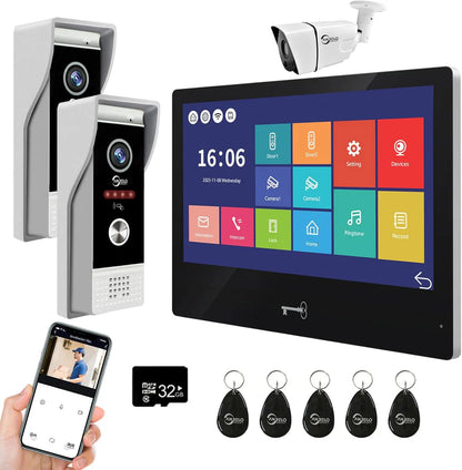 XiVision 10.1 inch Touch Monitor Wired Video Doorbell - WiFi HD Camera with Motion Detection Area Adjustment  Apartment Intercom System