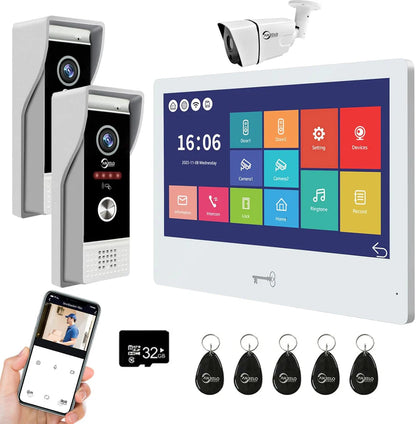 XiVision 10.1 inch Touch Monitor Wired Video Doorbell - WiFi HD Camera with Motion Detection Area Adjustment  Apartment Intercom System