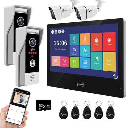 XiVision 10.1 inch Touch Monitor Wired Video Doorbell - WiFi HD Camera with Motion Detection Area Adjustment  Apartment Intercom System